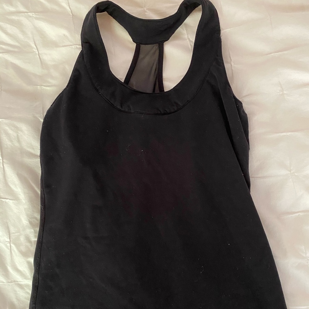 Black workout tank top with built in sports bra